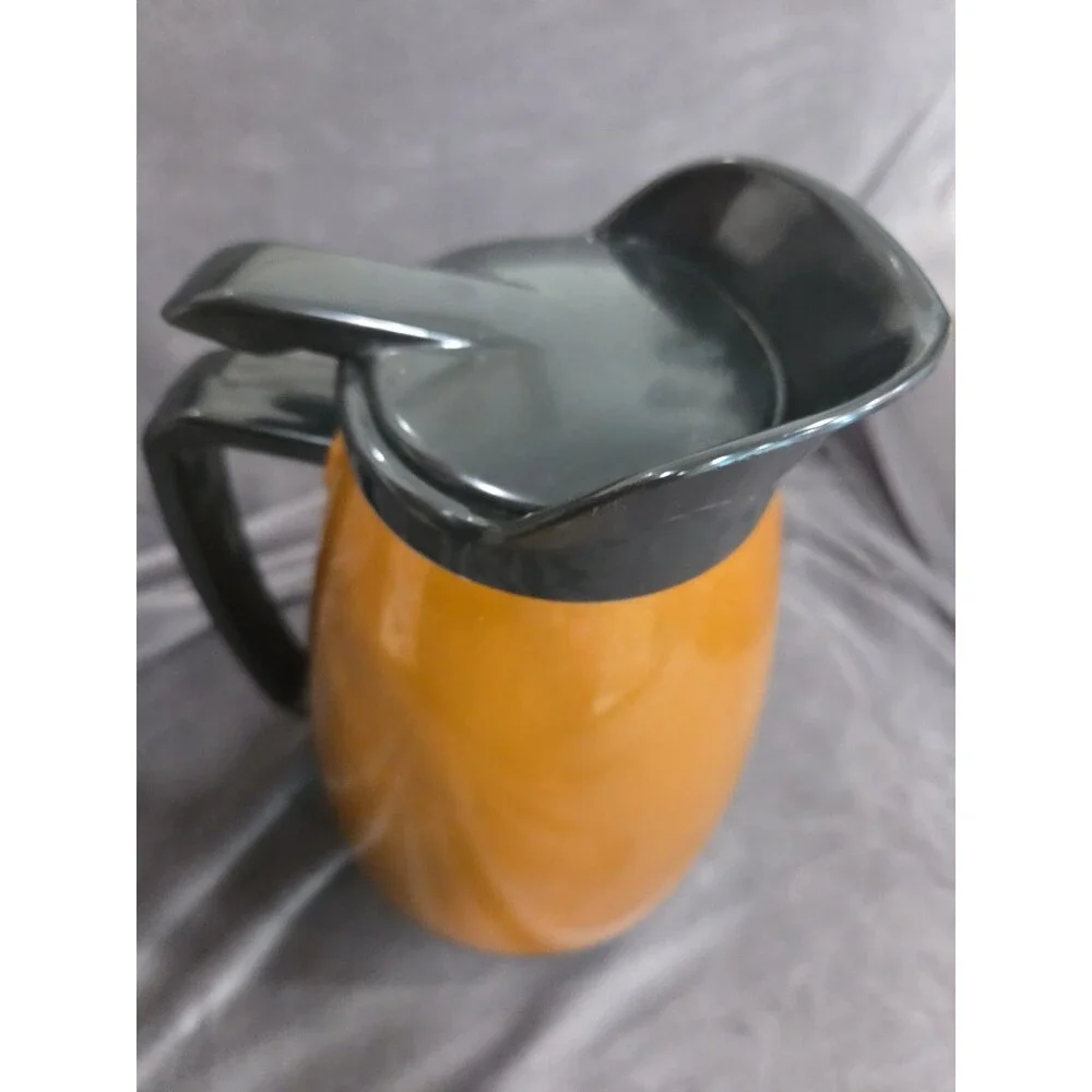 Mid Century Vintage West Bend Thermo-Serv Gold & Black Hot Cold Insulated Carafe